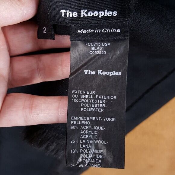THE KOOPLES Coat Womens Size 2 Black Faux Fur Reversible Open Sueded Jacket - Picture 6 of 10